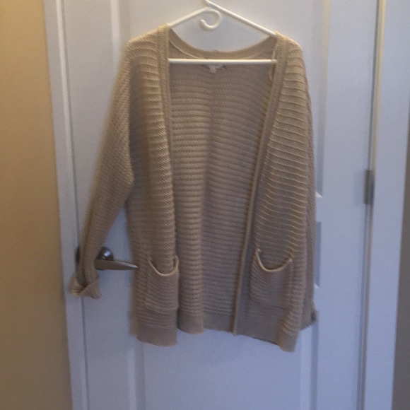 Long Oatmeal Knit Open Cardigan - Picture 3 of 8